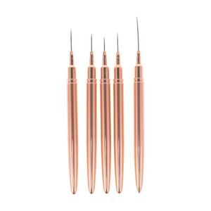 Fine Nail Art Brushes Kit for Nail Design Gold Tone 1 Set